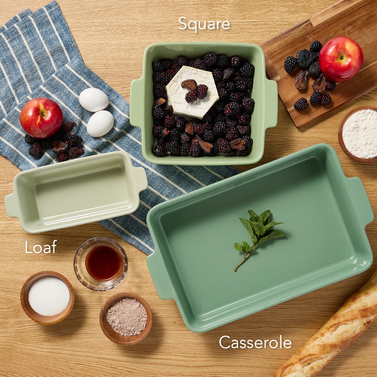 Best Choice Products Ceramic Bakeware Set of 3 Casserole, Loaf, and Square Dishes w/ Handles