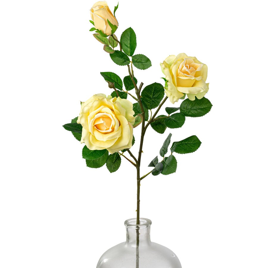 30&#x22; Yellow Rose Spray &#x2013; Realistic Faux Floral Stem