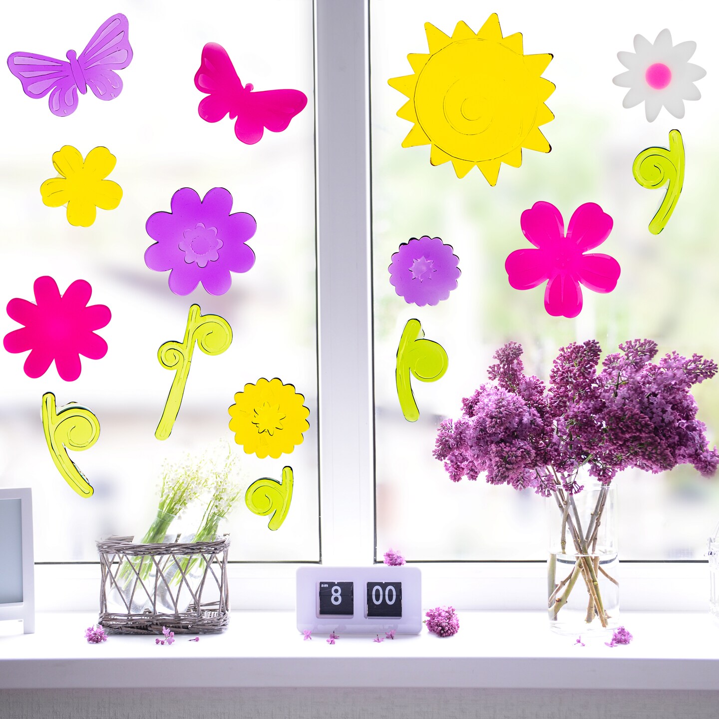 Northlight Flowers and Butterflies Spring Gel Window Clings - Multicolor - 15pc