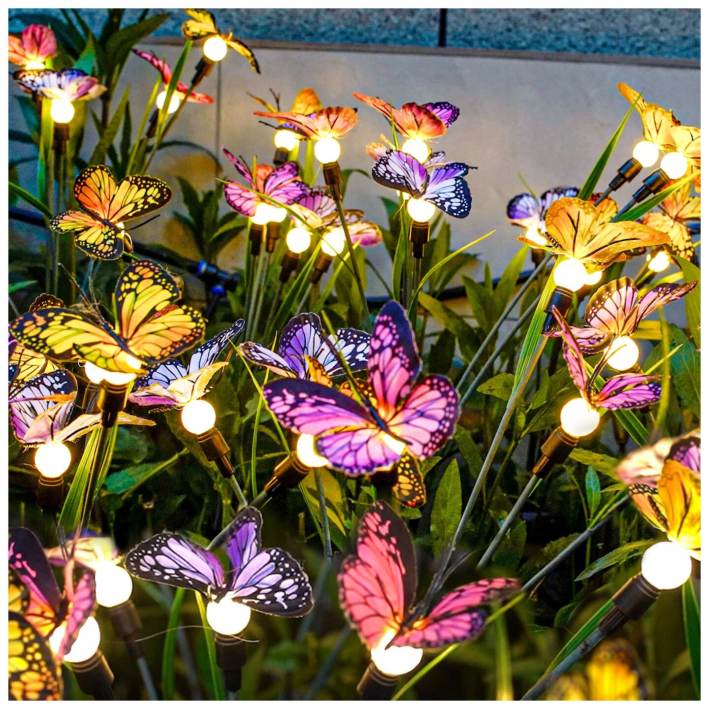 Solar Garden Lights - Swaying Butterfly Light, Swaying in The Wind, Solar Outdoor Lights, Yard Patio Pathway Decoration, High Flexibility Iron Wire & Realistic Butterflies (2 Pack)