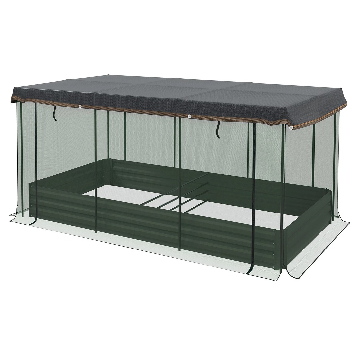 Galvanized Steel Raised Garden Bed with Crop Cage & Shade Cloth