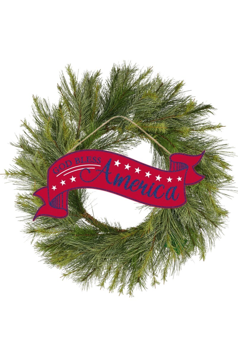 15&#x22; Wooden Banner Sign: God Bless America