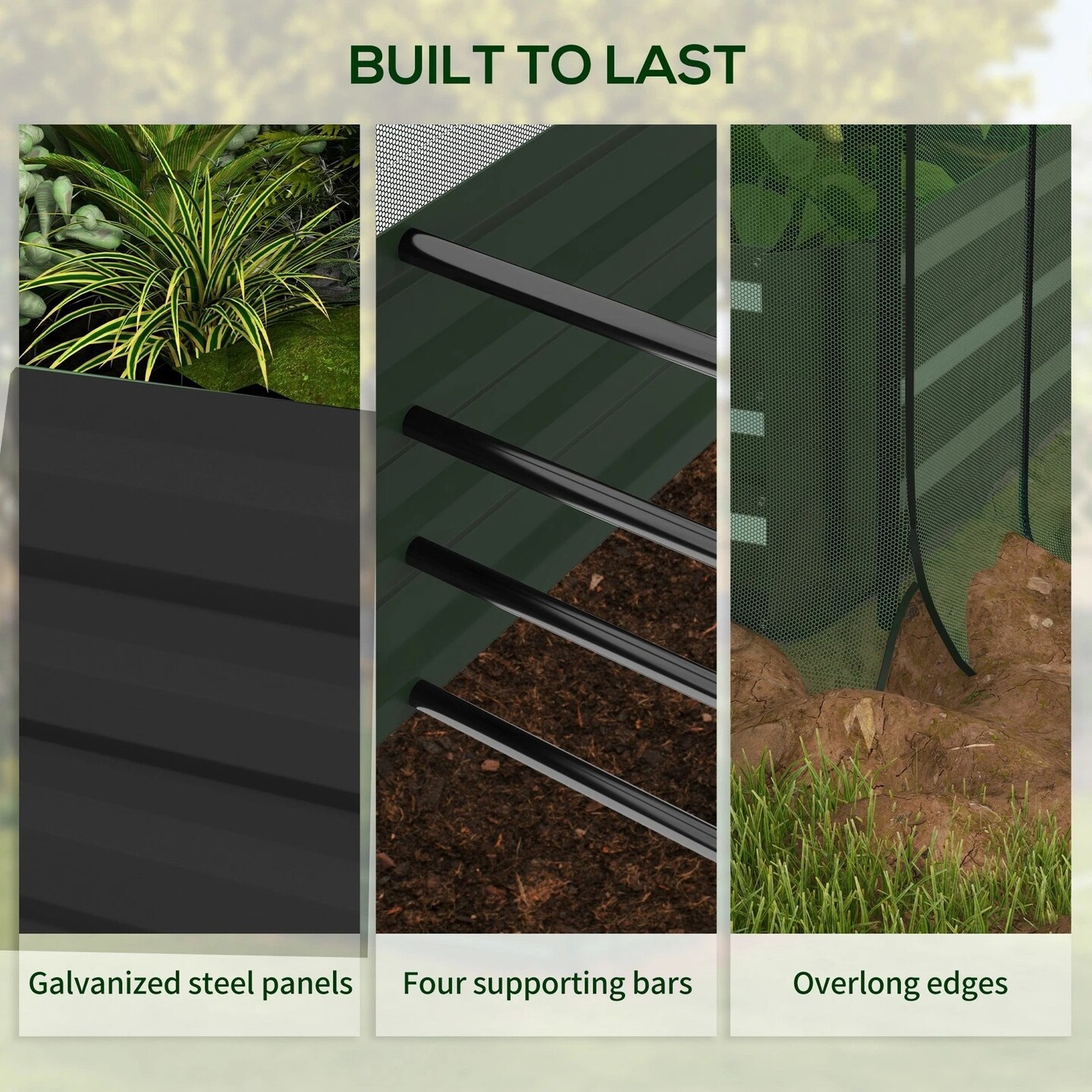 Galvanized Steel Raised Garden Bed with Crop Cage & Shade Cloth