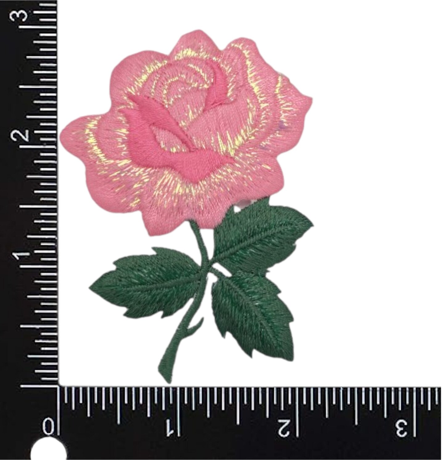 Pink Rose, Flowers, Embroidered, Iron on Patch