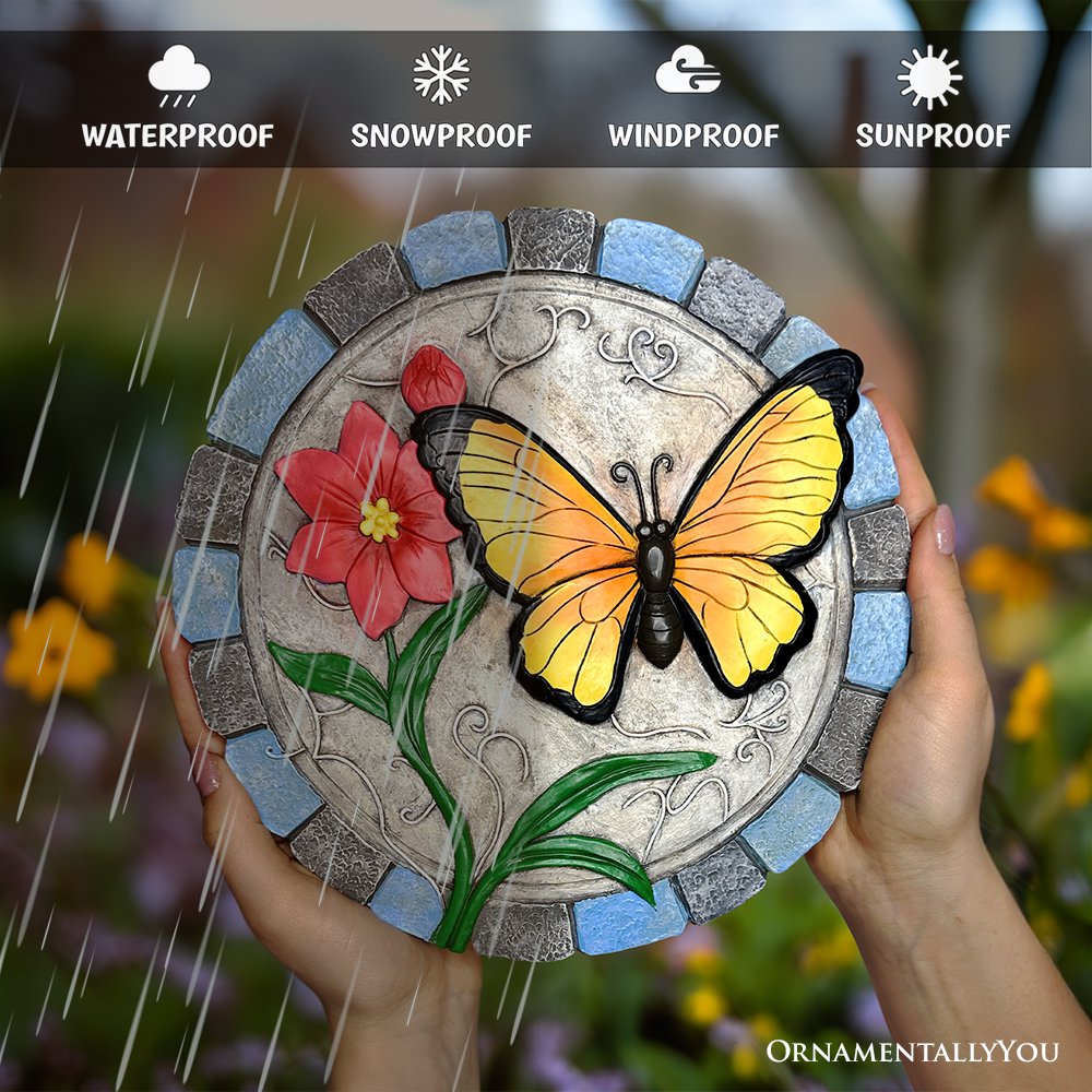 Colorful Moments Bloom Stepping Stone, 9.5&#x22; Butterfly Garden Decorative Figurine