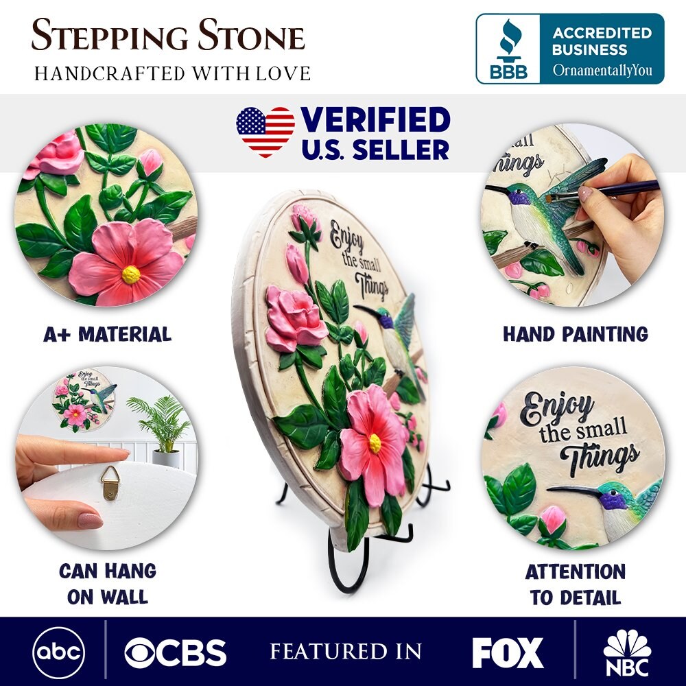 Enjoy the Small Things Hummingbird Stepping Stone, 9.5&#x22; Decorative Garden Appreciation Gift