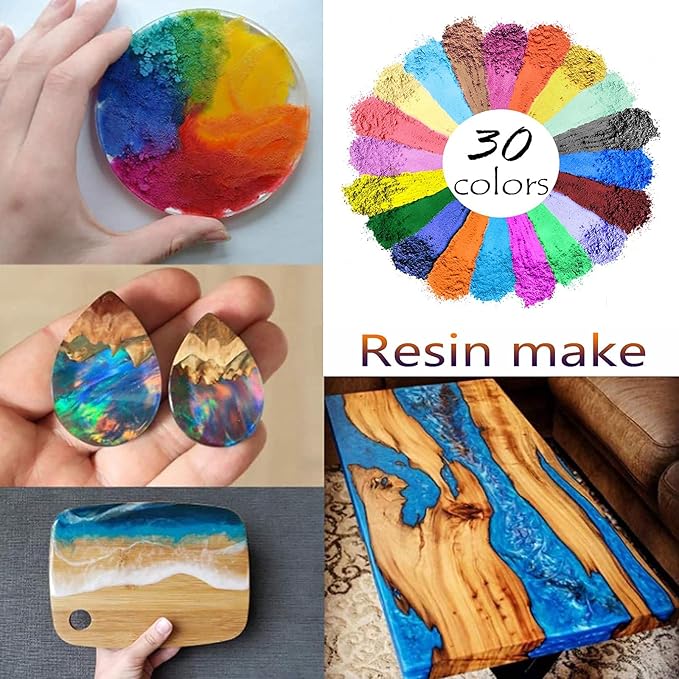30 Color Pigment, Natural Cosmetic Grade Shimmer Mica Powder for Epoxy Resin/Bath Bombs/Candle/Soap/Lip Gloss/Slime.Soap Making Dye (30 Bag)