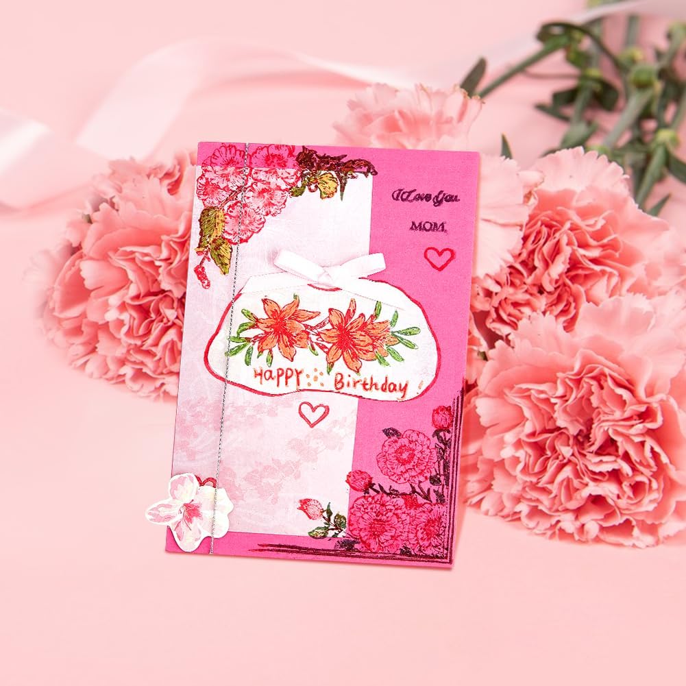Spring Flowers Clear Stamps for Mother&#x27;s Day Card Making - Rose Silicone and Lily Rubber Floral Corner Stamp