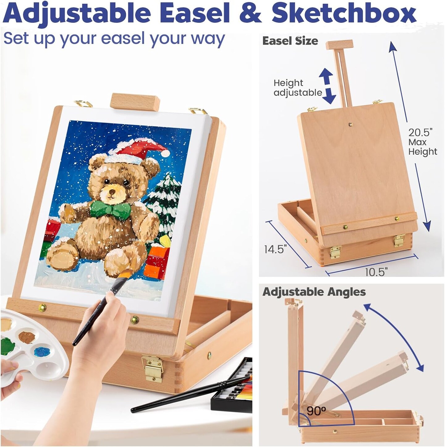 Artist Acrylic Paint Set, Painting Supplies Kit with Tabletop Sketch Box Easel, 12 Colors Acrylic Paints,10"x 12" Stretched Canvas,Premium Acrylic Painting Set for Artist Adults, Beginners