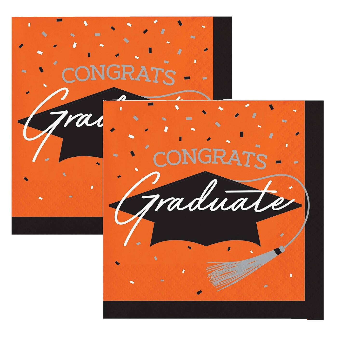Creative Converting School Spirit Orange Graduation Beverage Napkins 108ct