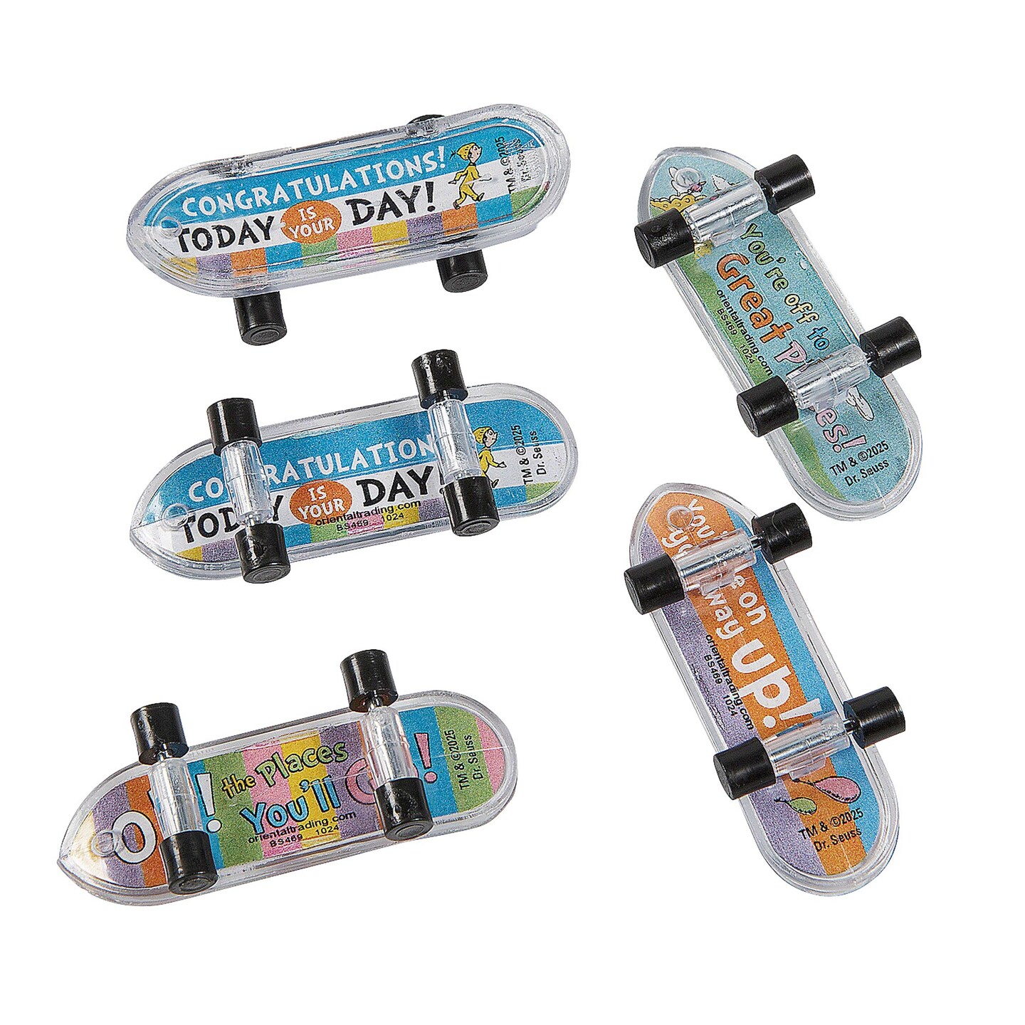 2" x 1/2" Mini Dr. Seuss Oh the Places You’ll Go Skateboards 36ct