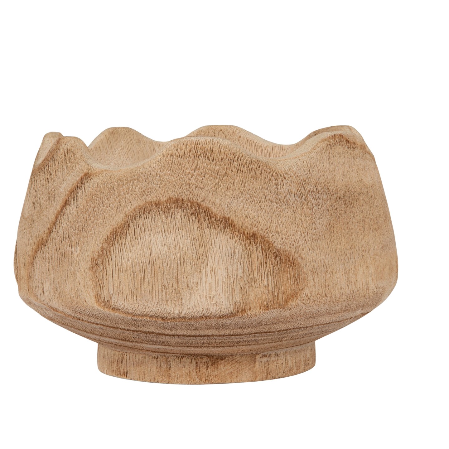 Hello Honey Scalloped Edge Paulownia Wood Decorative Bowl, Natural Finish