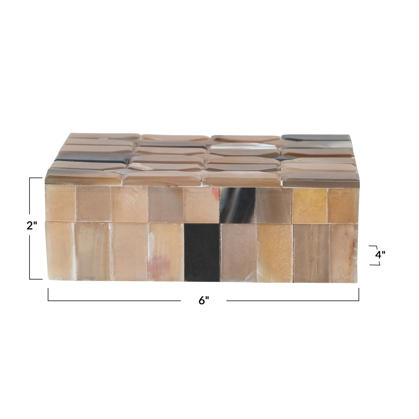 Hello Honey Handmade Natural Horn and Wood Rectangular Storage Box – Natural Finish