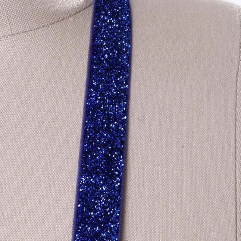 2 Yards Royal Blue Glitter Elastic 3/8" Shiny Trim for Hair Accessories & Crafts