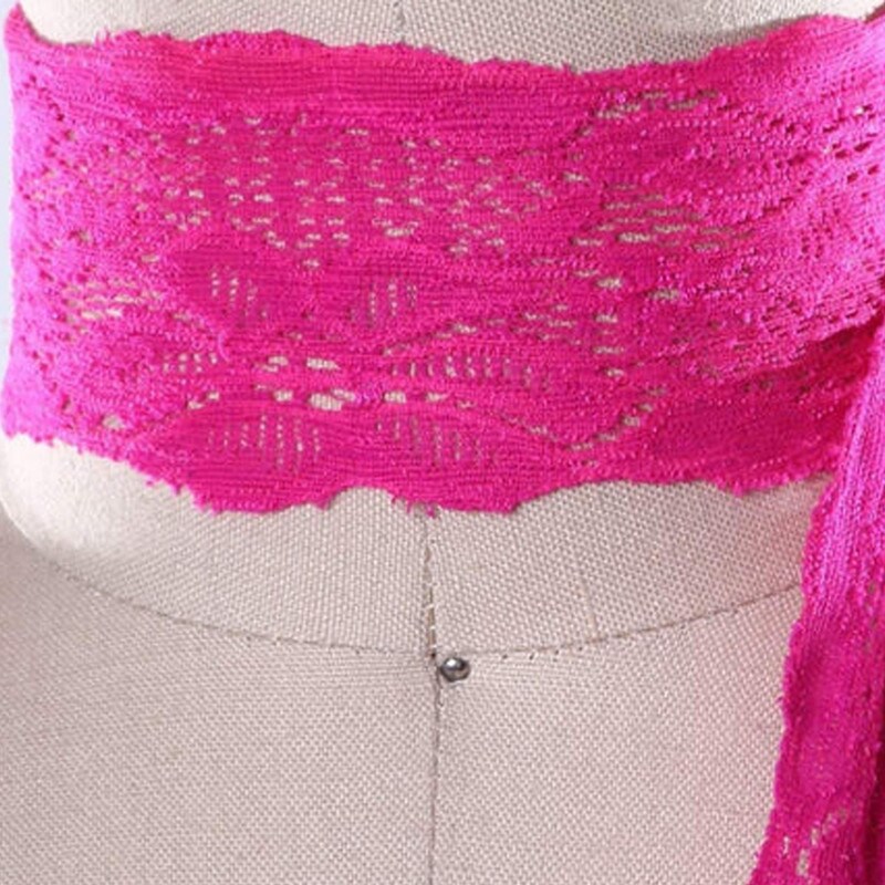 2 Yards Hot Pink Wide Stretch Lace Trim 2.5&#x22; Floral Elastic for Lingerie Sewing &#x26; DIY Crafts