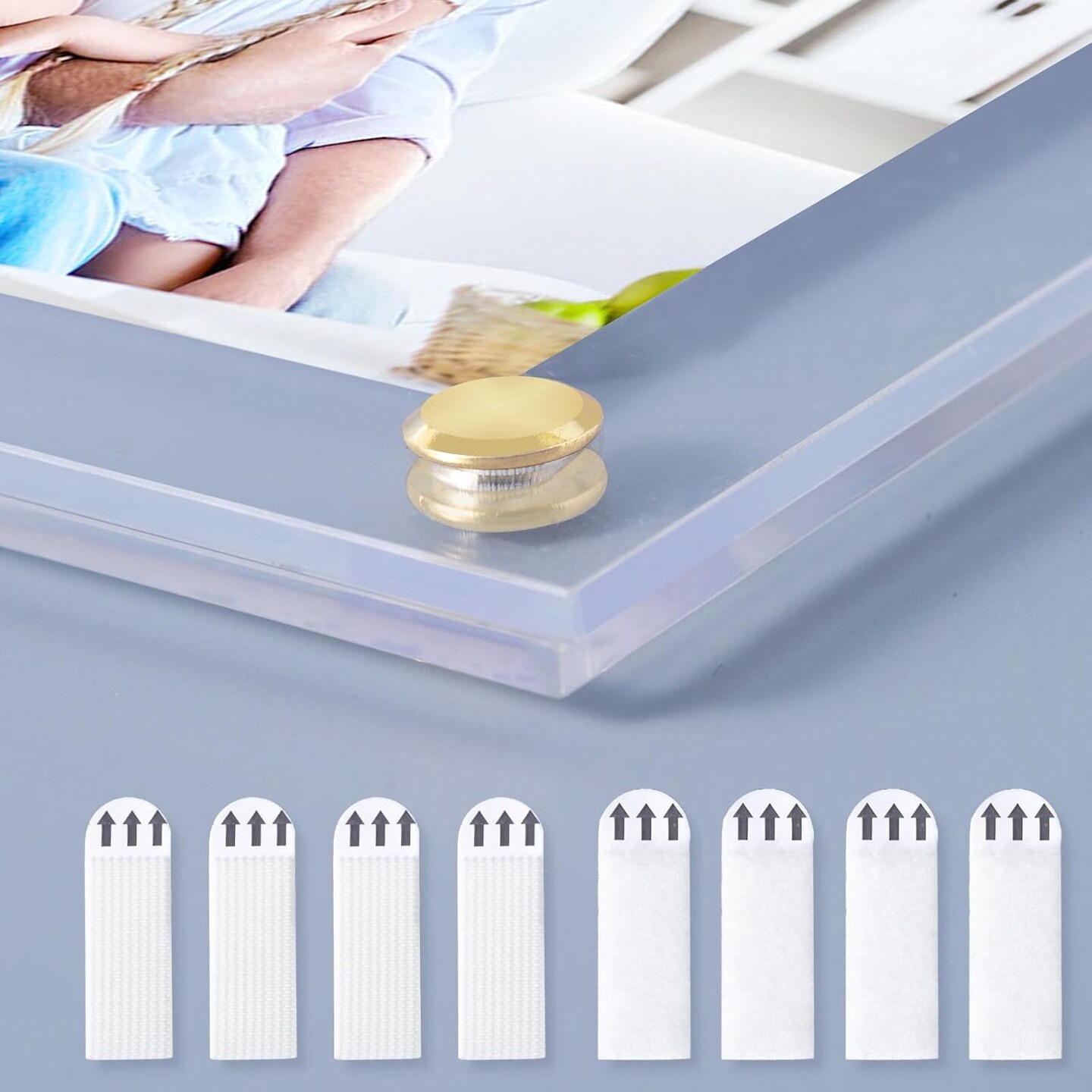 8.5x11 Acrylic Wall Mount Picture Frame Self Adhesive, No Drill Floating Frameless Clear Photo Frame for Artwork or A4 Letter Size Document Display-Full Frame is 10x13