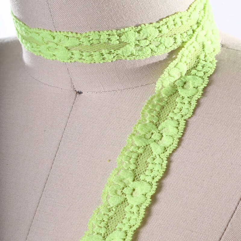 2 Yards Neon Green Stretch Lace 7/8" Floral Elastic Trim for Lingerie, Overlays & Crafts
