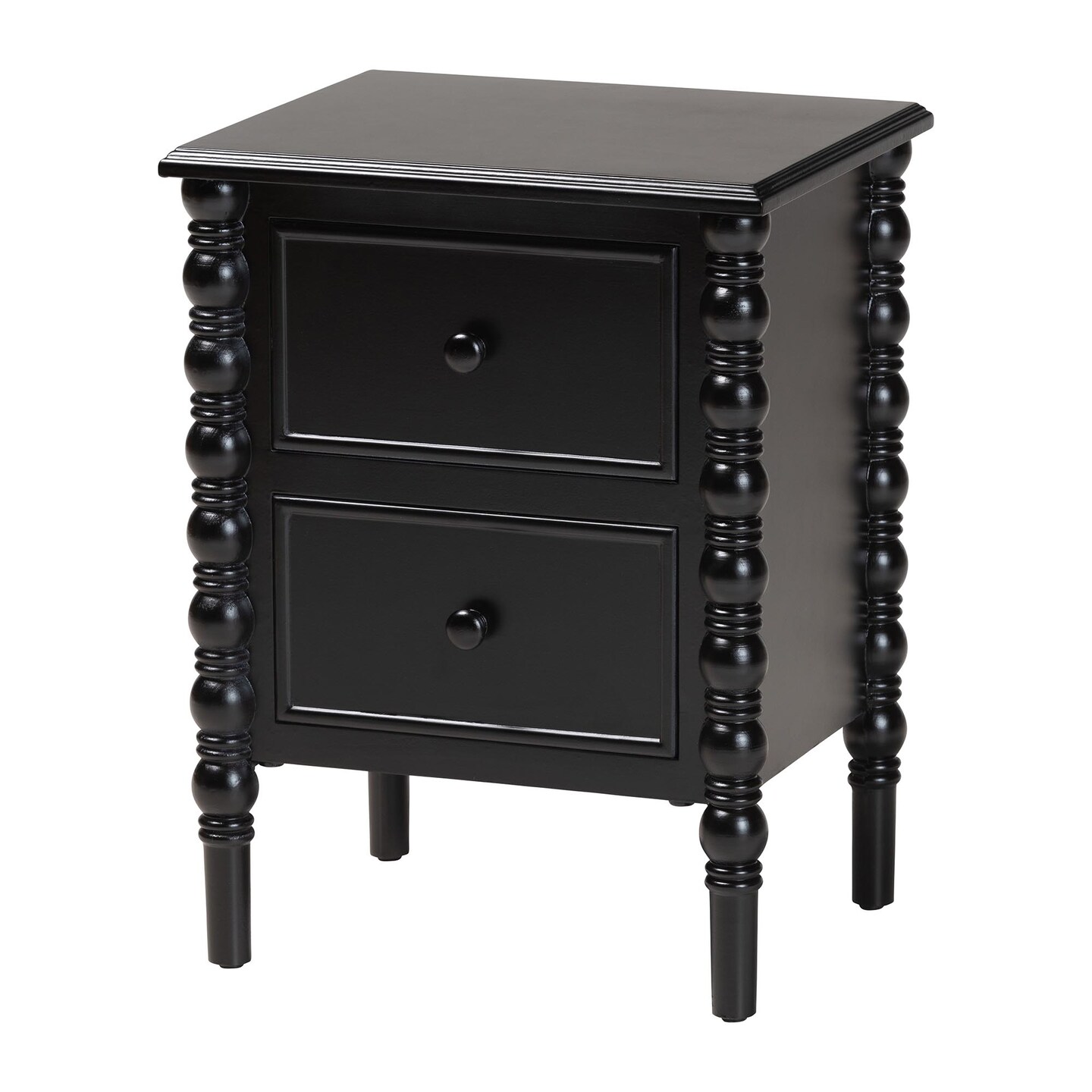 Baxton Studio Malinda Classic Black Wood 2-Drawer End Table with
