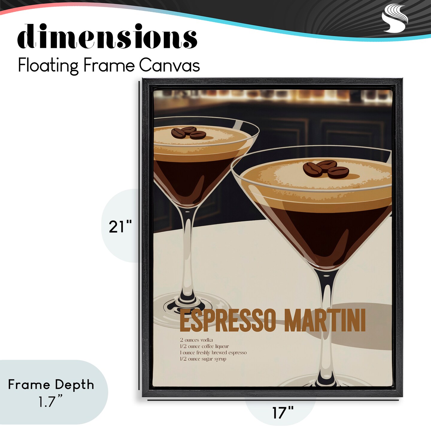 Stupell Industries Sleek Modern Espresso Martini Floating Frame, design by Andreas Magnusson