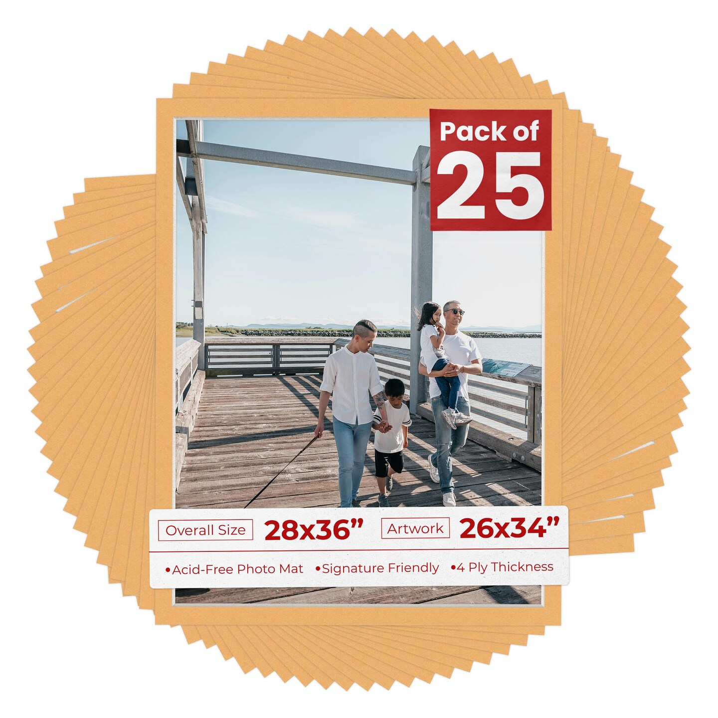 Topaz Orange Mat Board for 28x36 Frames - Fits 26x34 Photos, Color ...