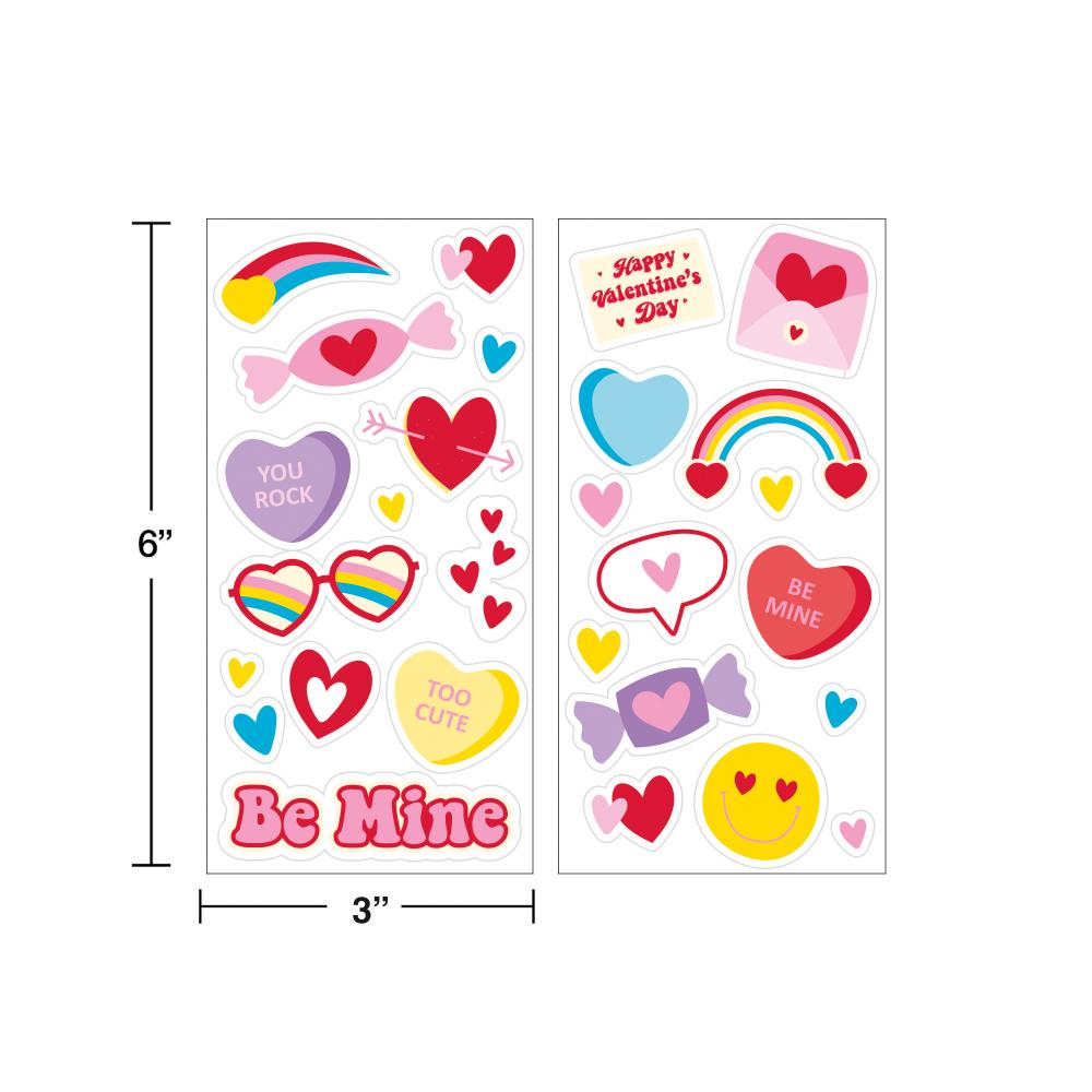 96 pc Bulk Colorful Valentines Stickers