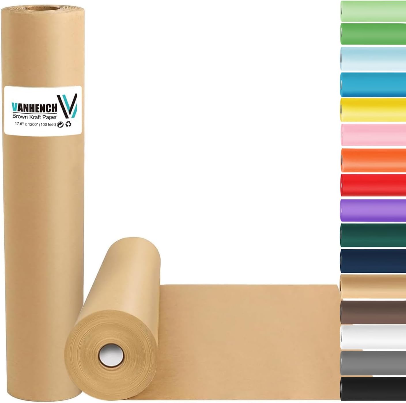Brown Wrapping Paper, Craft Paper, Kraft Paper 17.6&#x22;x 1200&#x22;