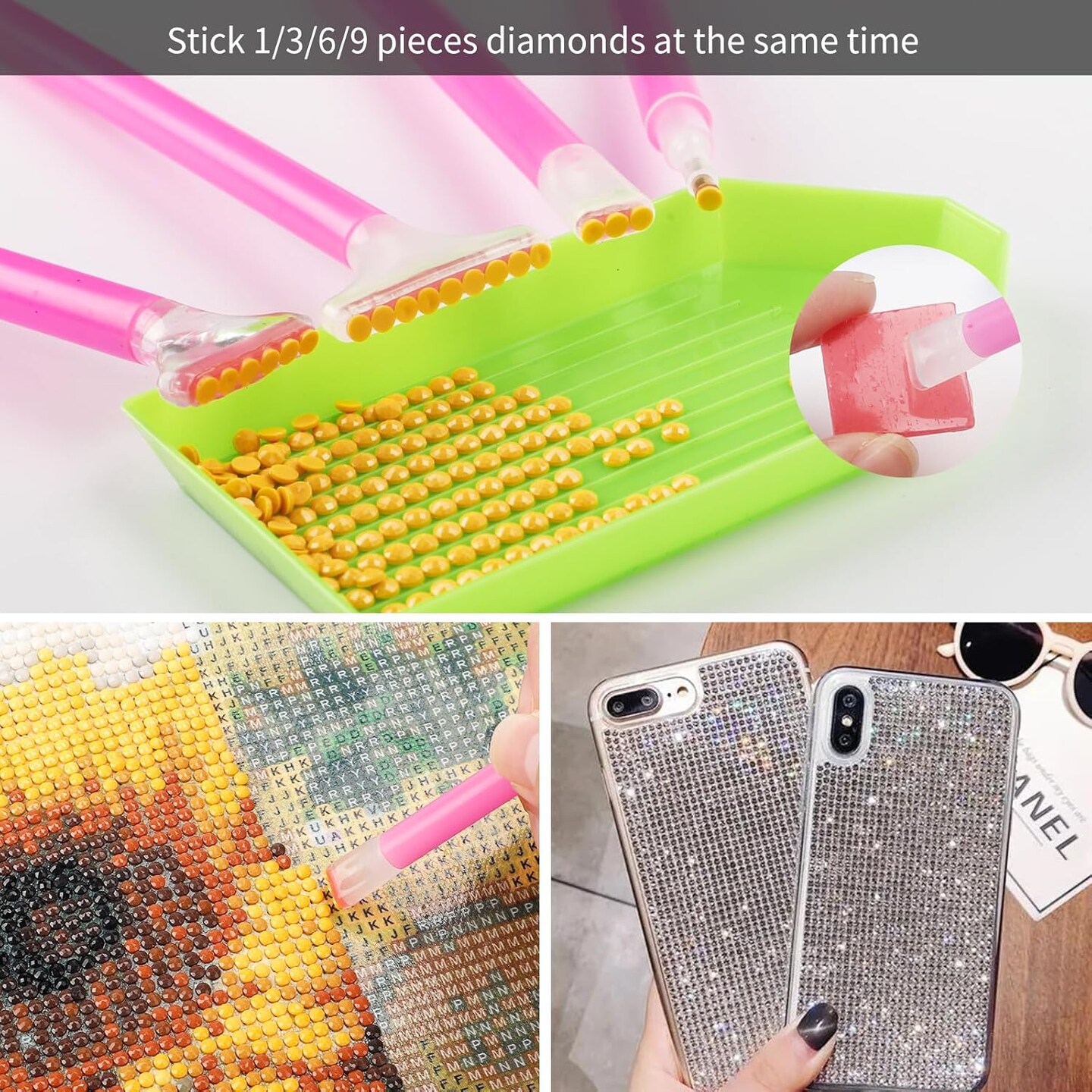 117pcs 5D DIY Diamond Painting Tools and Accessories Kits with Diamond Embroidery Box and Multiple Sizes Painting Pens for Adults to Make Art Craft