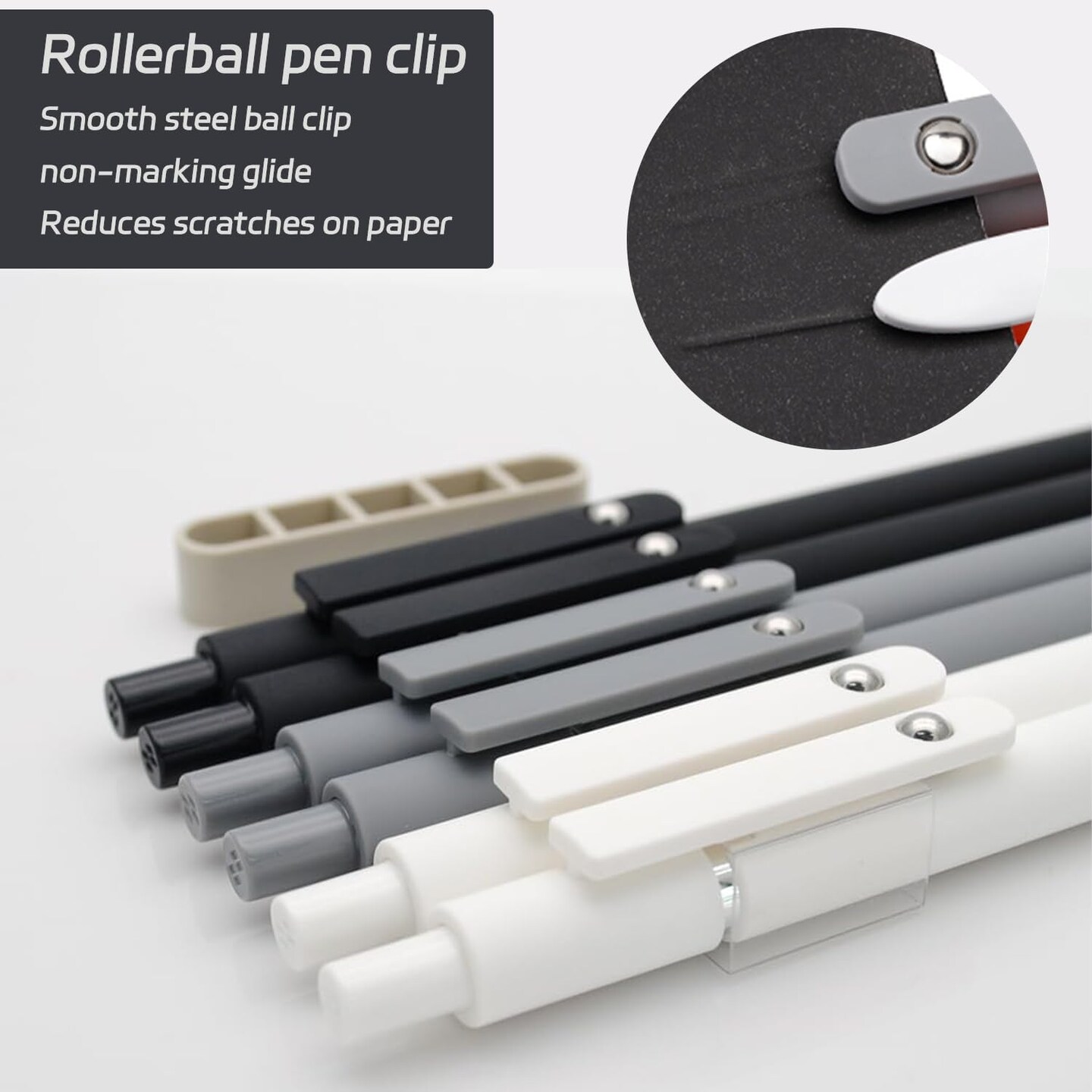 Gel Pens,6 Pcs 0.5mm Fine Point Black Ink Pens With Smooth Writing,Quick Dry Pens For Journaling,Nurse Aesthetic Pen,Office School Supplies for Men Women Student(Black Gray White)