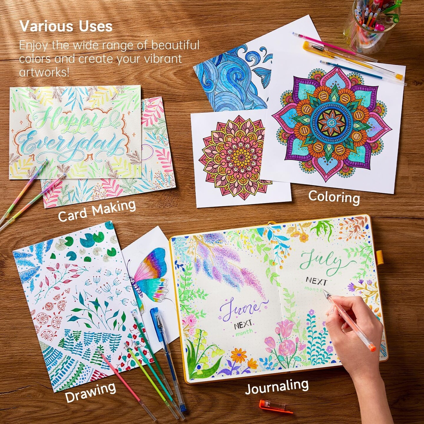 Gel Pen Refills, 140 Colors Gel Pen Refills, 7 Color Types for Kids Adults Coloring Books Drawing Doodling Crafts Scrapbooking Journaling