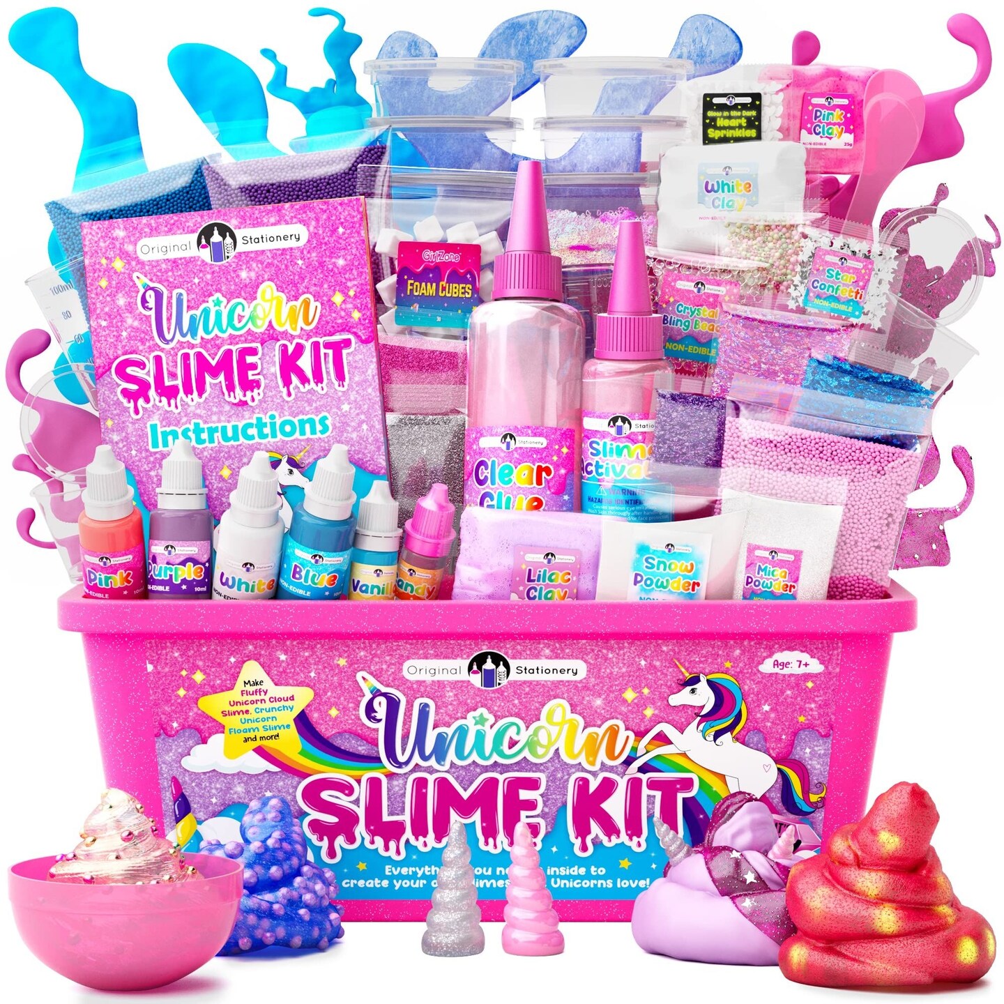 Original Stationery Unicorn Slime Kit, Slime Kit for Girls 10-12, Magical Slime Supplies to Make Amazing Unicorn Slimes for Girls and Glow in The Dark Slimes for Kids, Fun Easter and Birthday Gift