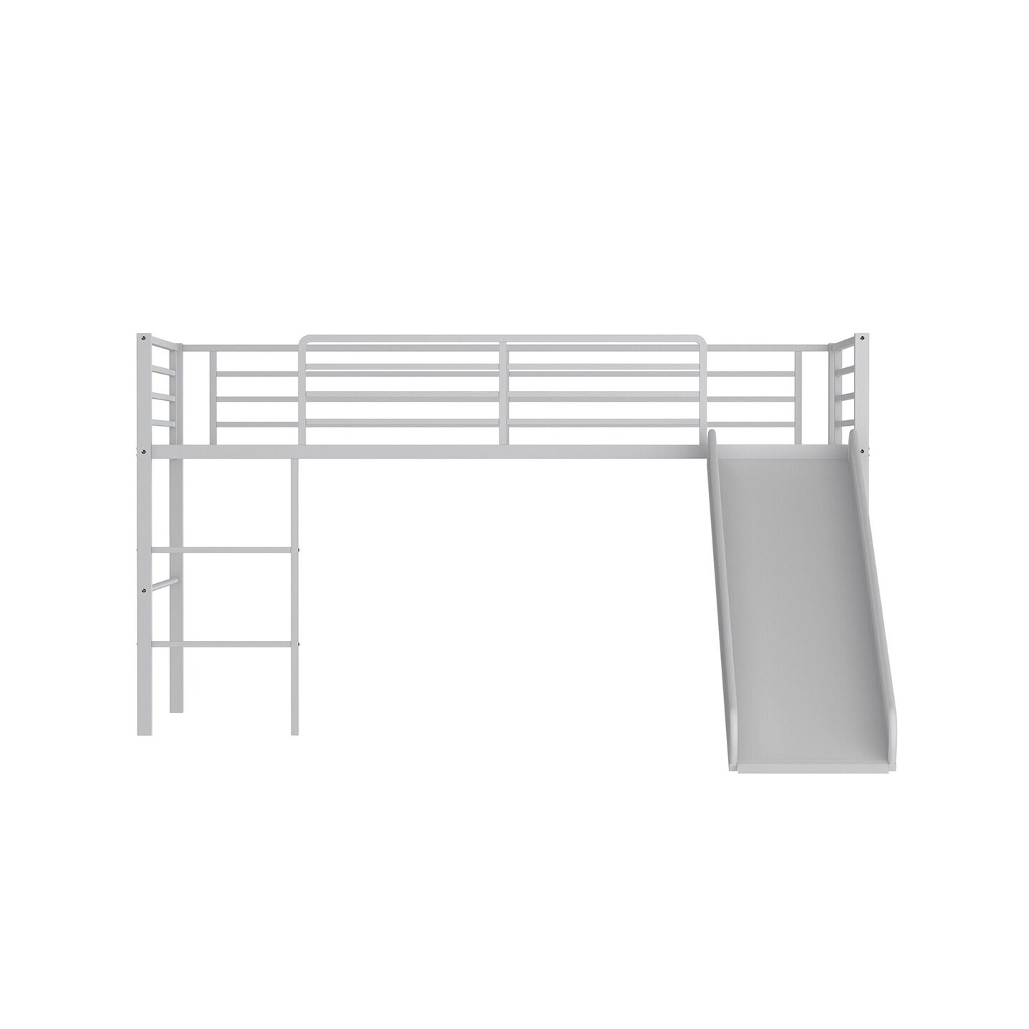 Twin Metal Loft Bed with Slide, Fun, Safe and Spacious
