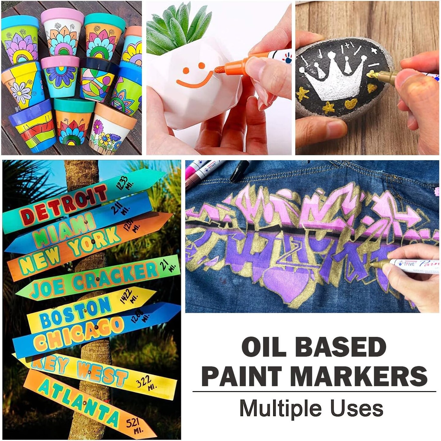 Paint Markers Pens - 54 Colors Medium Tip Markers, Permanent, Waterproof & Quick Dry, Paint Pen for Metal, Wood, Fabric, Plastic, Rock Painting, Mugs, Canvas, Glass, Art Craft