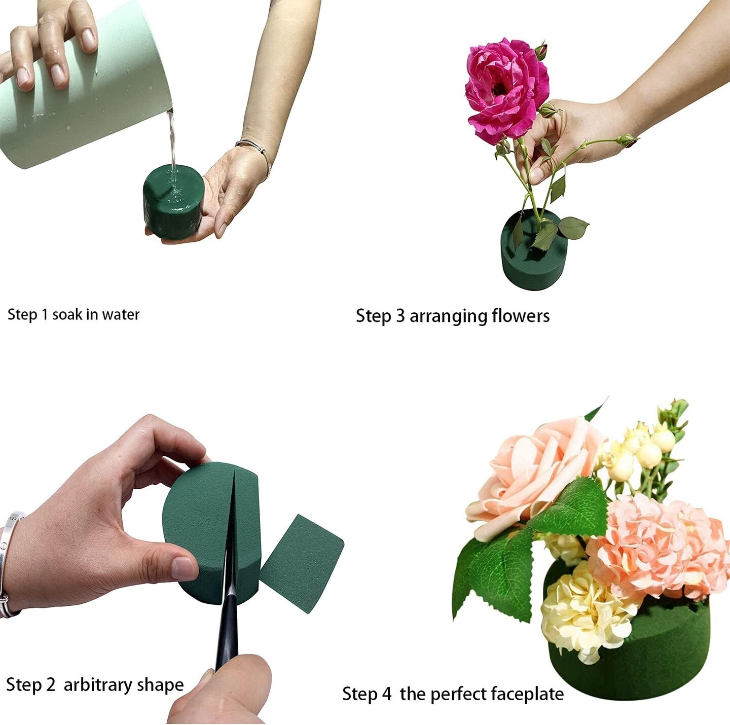 6 Pcs 4.5 Inch Round Floral Foam Blocks for Fresh and Artificial Flowers Arrangements, Dry and Wet Floral Foam for Wedding, Aisle Flowers, Party Decoration and Florist