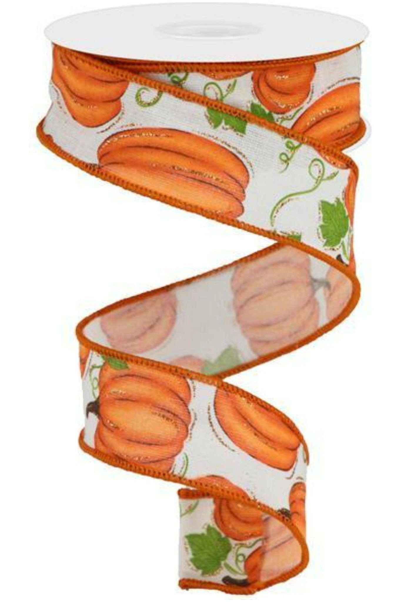 1.5&#x22; Pumpkin Patch Ribbon: Off White (10 Yards)