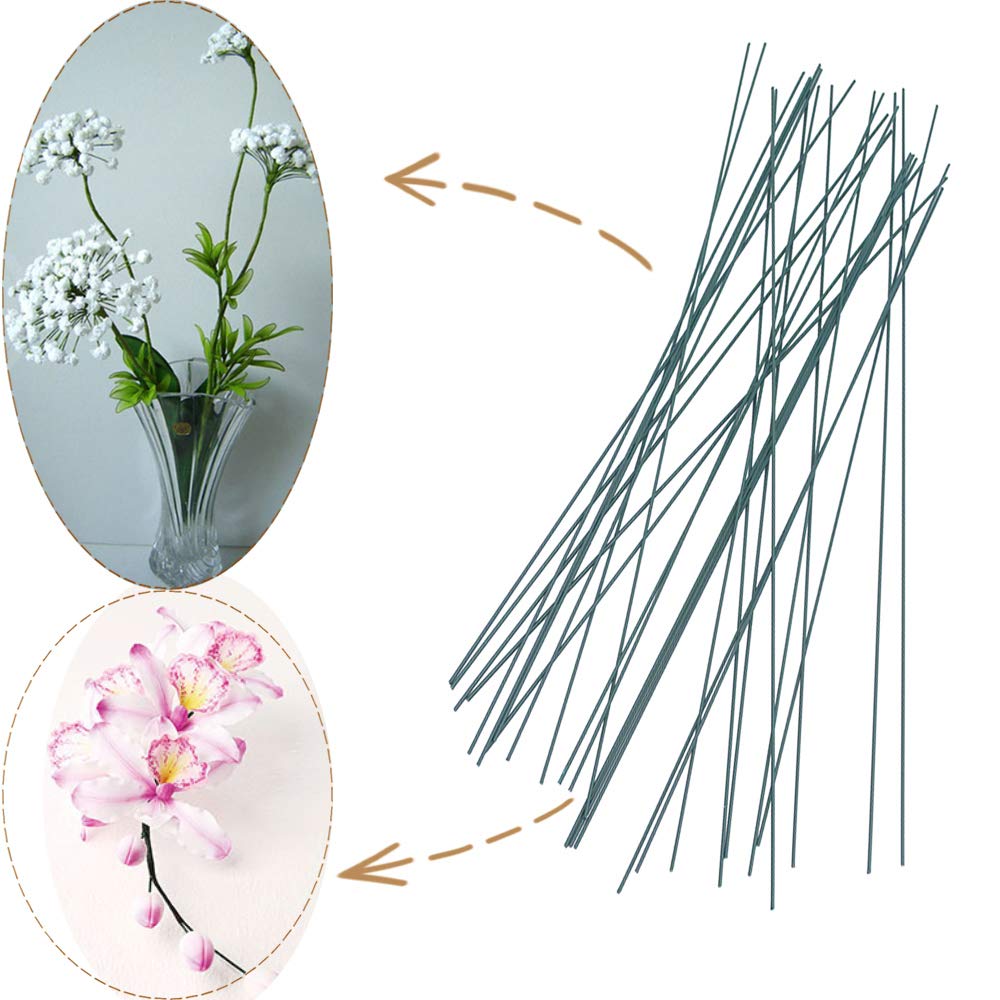 200 Pcs 22 Gauge Floral Stem Wire,Floral Stems for Flower Arrangements DIY,Bouquent Stem Wrapping and Crafts,16 Inch,Dark Green