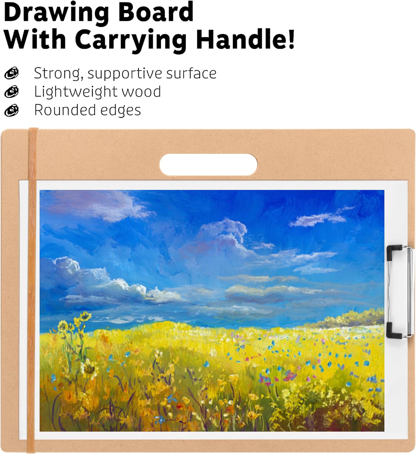 13×17 Artist Sketch Board with Handle – Portable Clipboard for Painting & Drawing