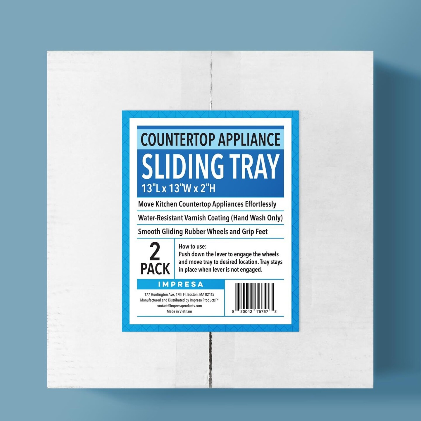 IMPRESA 2 Pack Countertop Appliance Slider -Wooden Sliding Tray for Coffee Maker &#x26; Heavy Appliances -Sliding Appliance Tray for Countertop -Large Rolling Appliance Tray -Counter Slider for Appliances