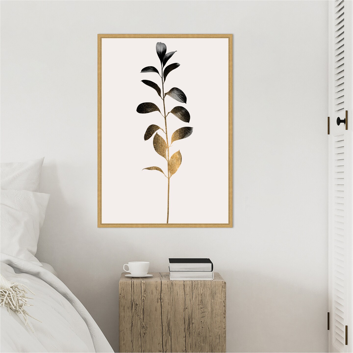 Monochromatic No 9 Dark Gold by Eins Kubistika Framed Canvas Wall Art