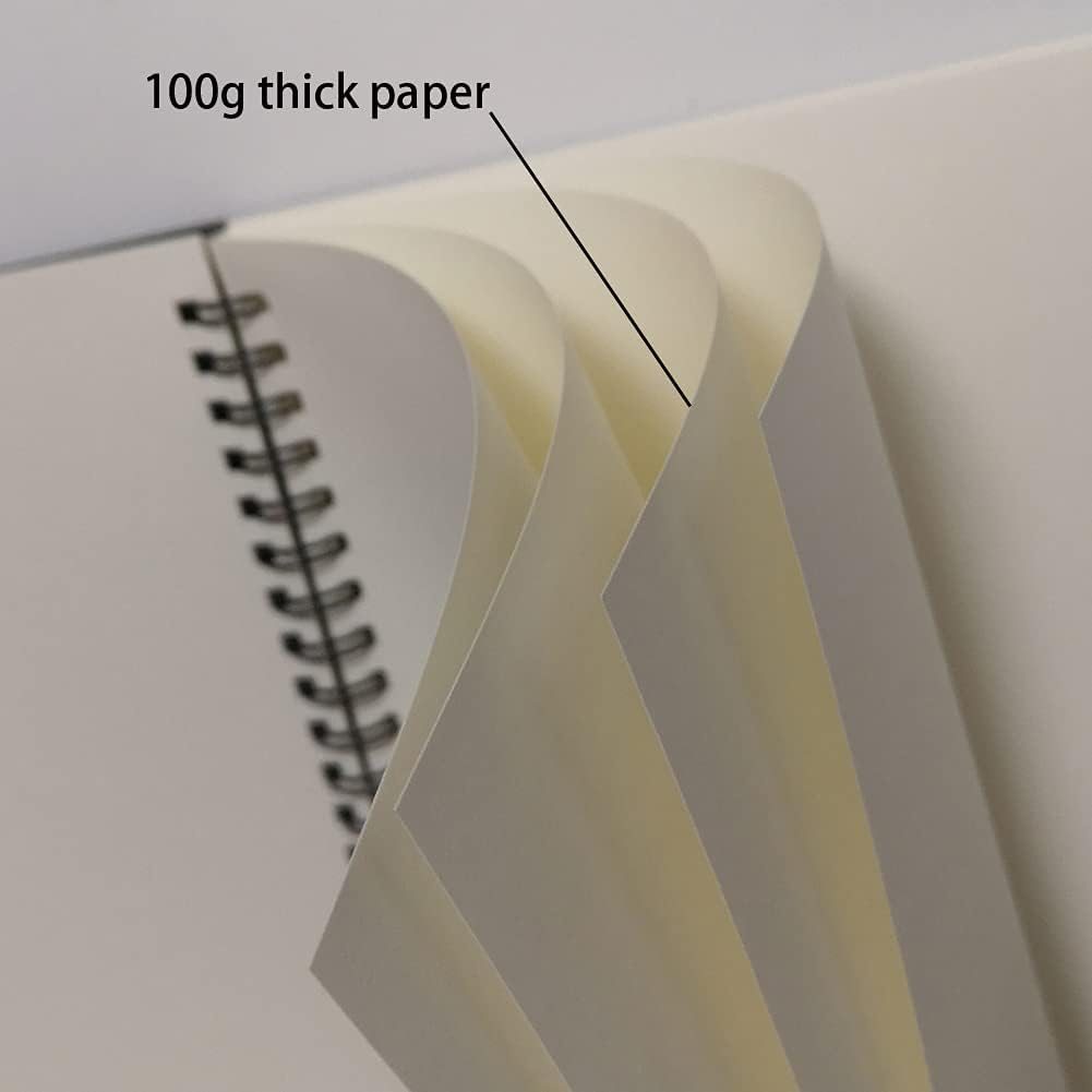 B5 Spiral Notebook/Spiral Journal Unruled/ Sketchbook, 100gsm Thick Blank Paper & Hard Kraft Cover, 65 Sheets (130 Pages), 3-Pack, 10.5" x 7.2", Blue