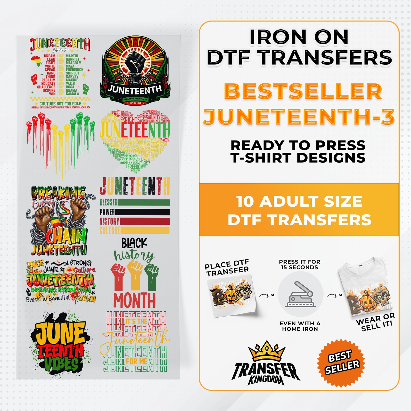 Best Seller Juneteenth T-shirt Designs Premade DTF Gangsheet - DTF Bundle 3