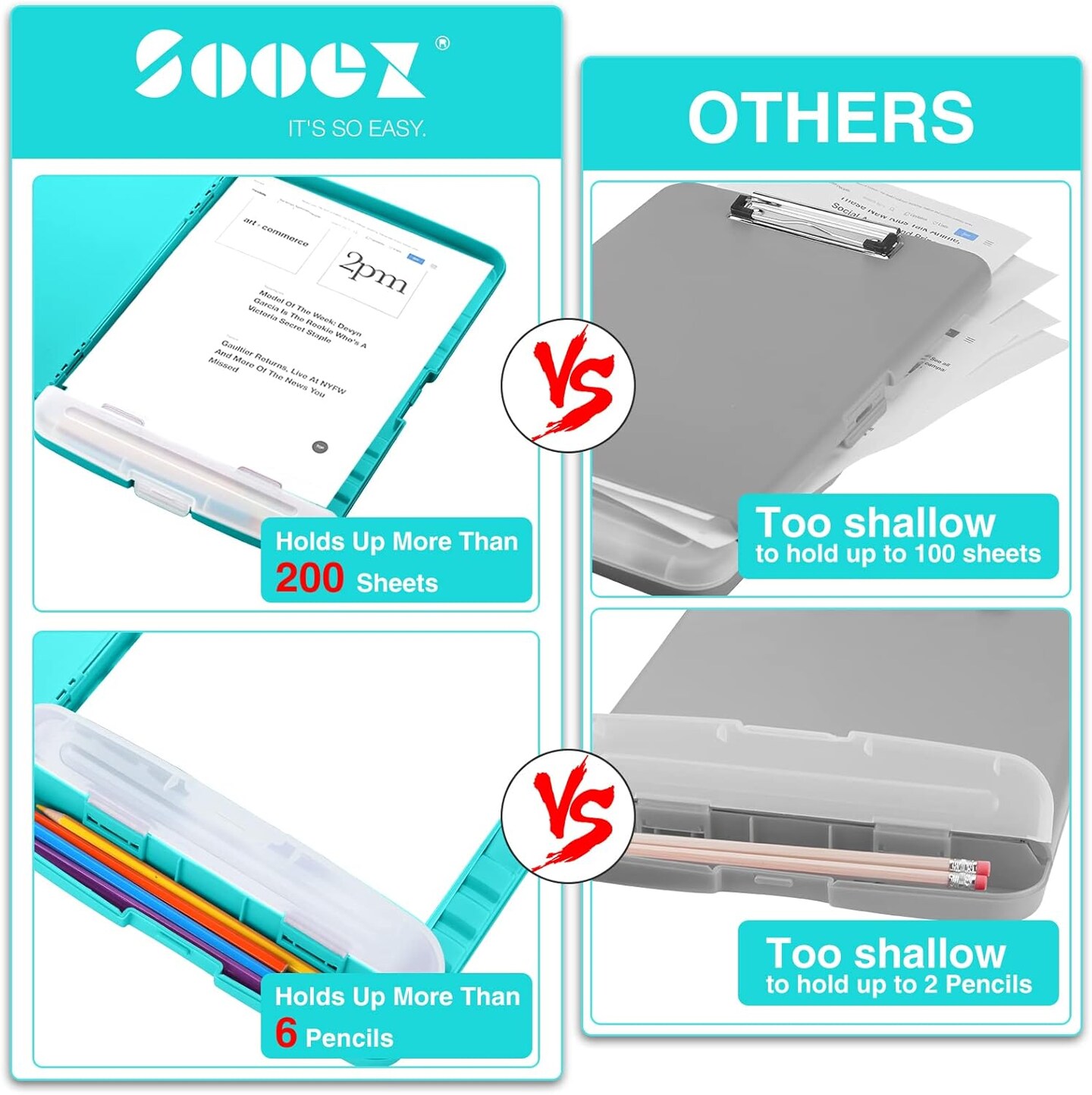 Clipboards with Storage, High Capacity Clip Boards 8.5x11 with Storage, Heavy Duty Nursing Clipboard Folder, Plastic Clipboard with Pen Holder for Women Teachers Work, School &#x26; Office Supplies