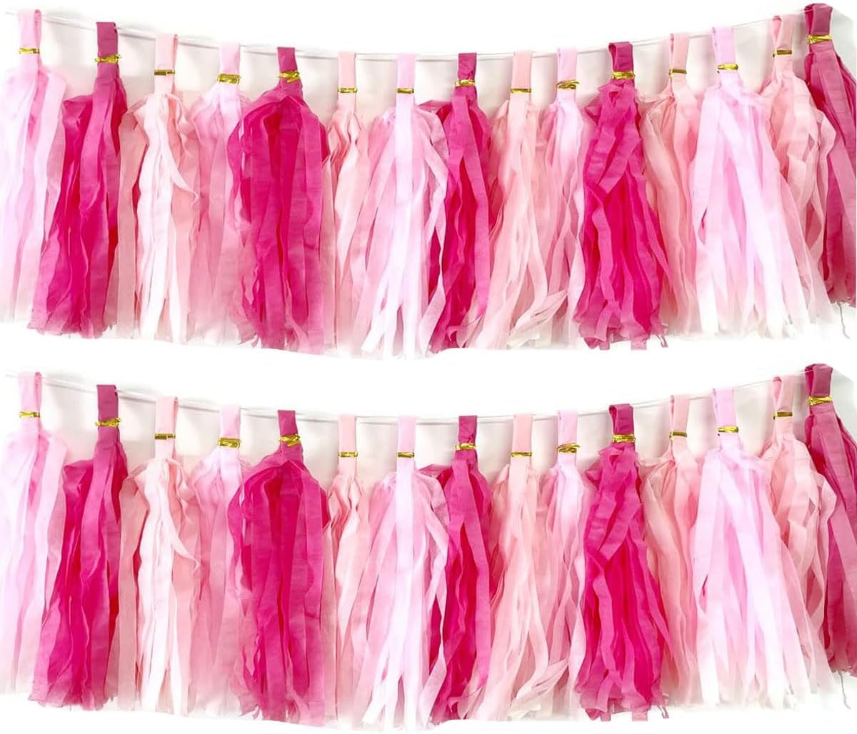 30-Pack Hot Pink Tissue Paper Tassels – DIY Hanging Party Decor