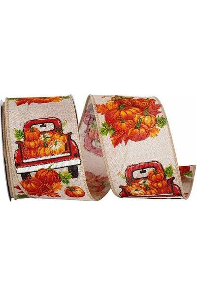 2.5&#x22; Pickup Truck Pumpkin Ribbon: Natural (10 Yards)