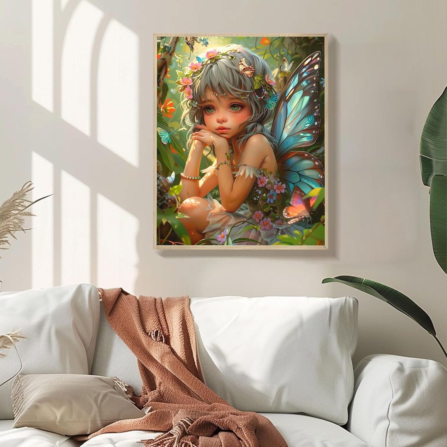 Butterfly Fairy in The Forest Paint by Number for Adults Beginner Girl with Flower Butterfly Pictures Paint by Numbers Digital Oil Artwork Butterfly Girl Painting by Number Without Frame 16x20 Inch