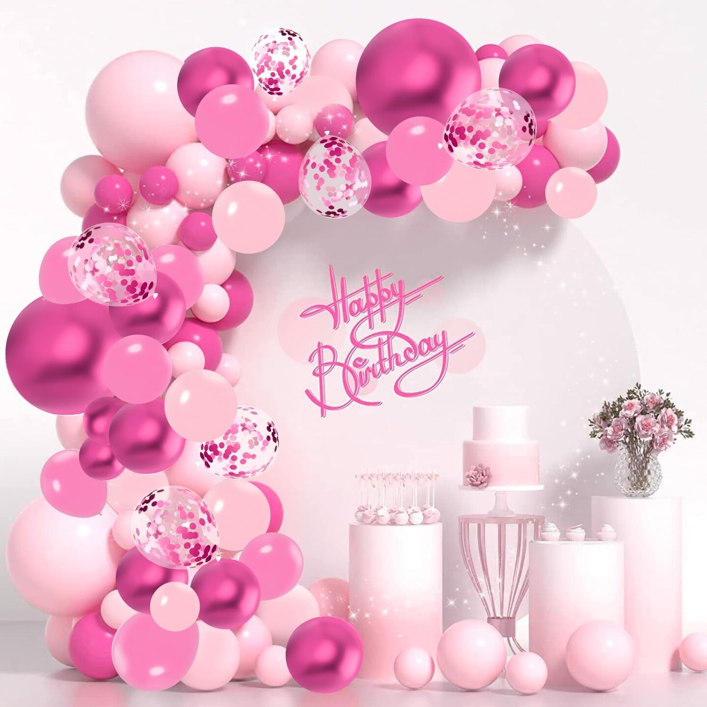 Pink Balloons, 60 Pcs Hot Pink Balloons