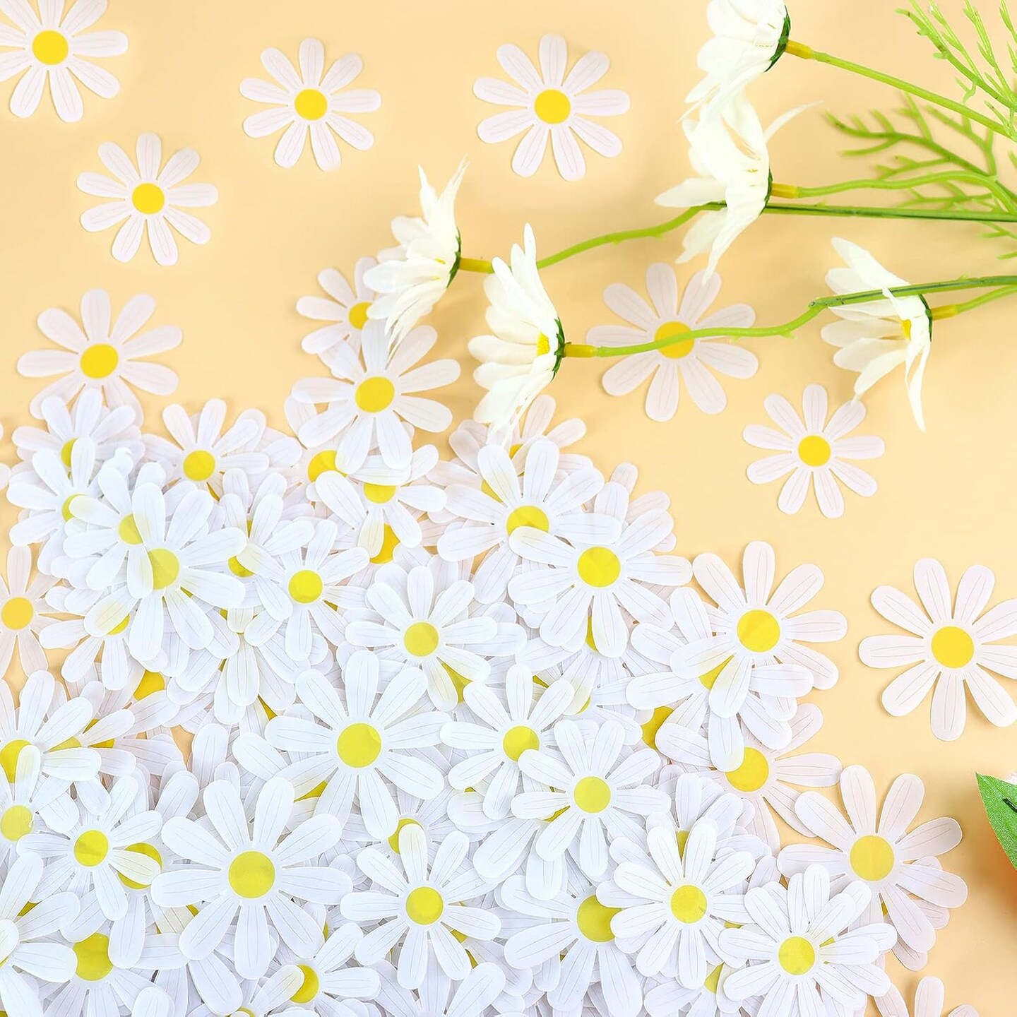 250PCS Daisy Confetti Flower Table Confetti Bridal Baby Shower Decorations Engagement Party Decorations