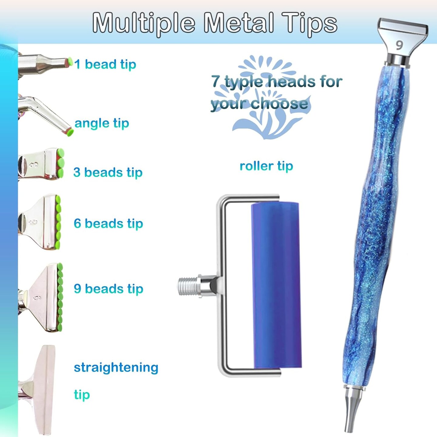 Diamond Painting Accessories Tools, Diamond Painting Pen Metal Thread Screw in/Out Tips, Bead Sorting Trays, Wheel Roller Tool, Ergonomic Diamond Art Drill Pen for Adults or Kids 5D DIY