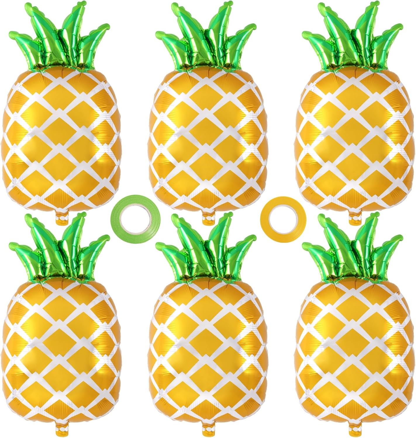 Pineapple Balloons, 6 Pcs Cute Pineapple Foil Balloons, Large Fruit Mylar Balloons