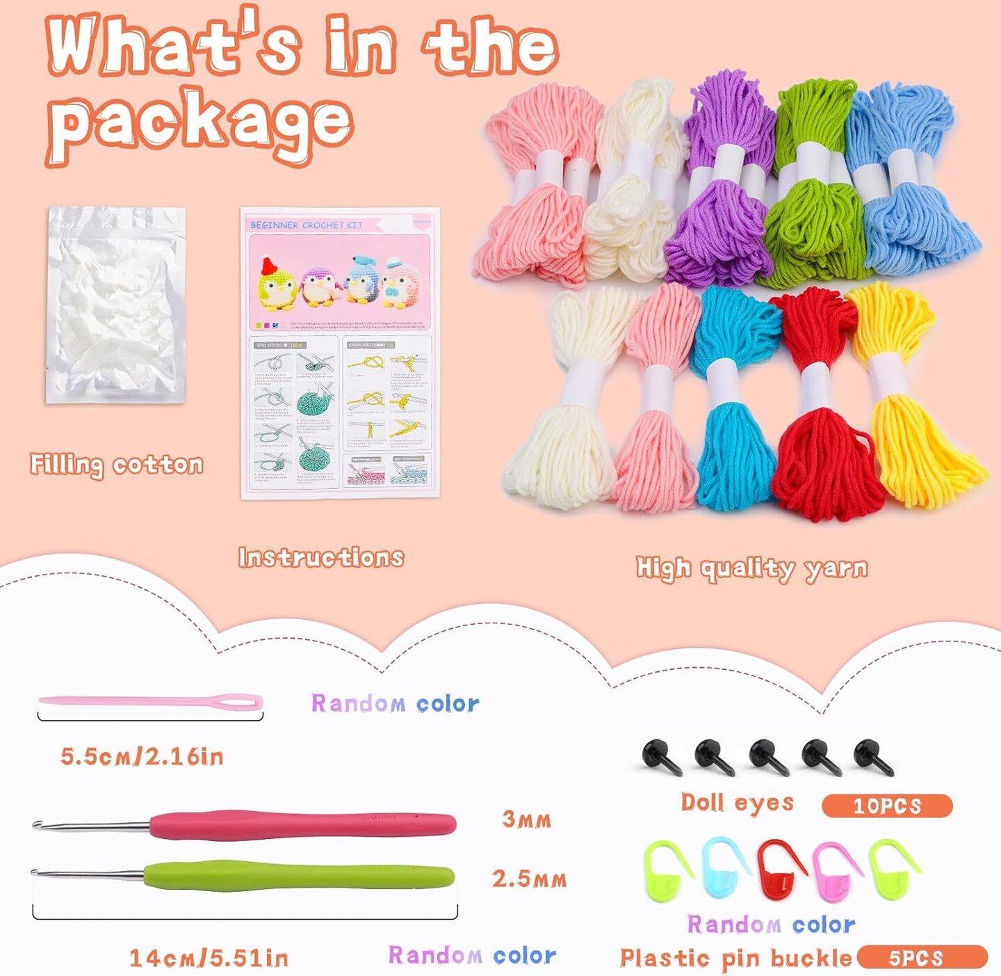4 Pack Crochet Kit for Beginners, Beginner Animal Kit, Cute Starter