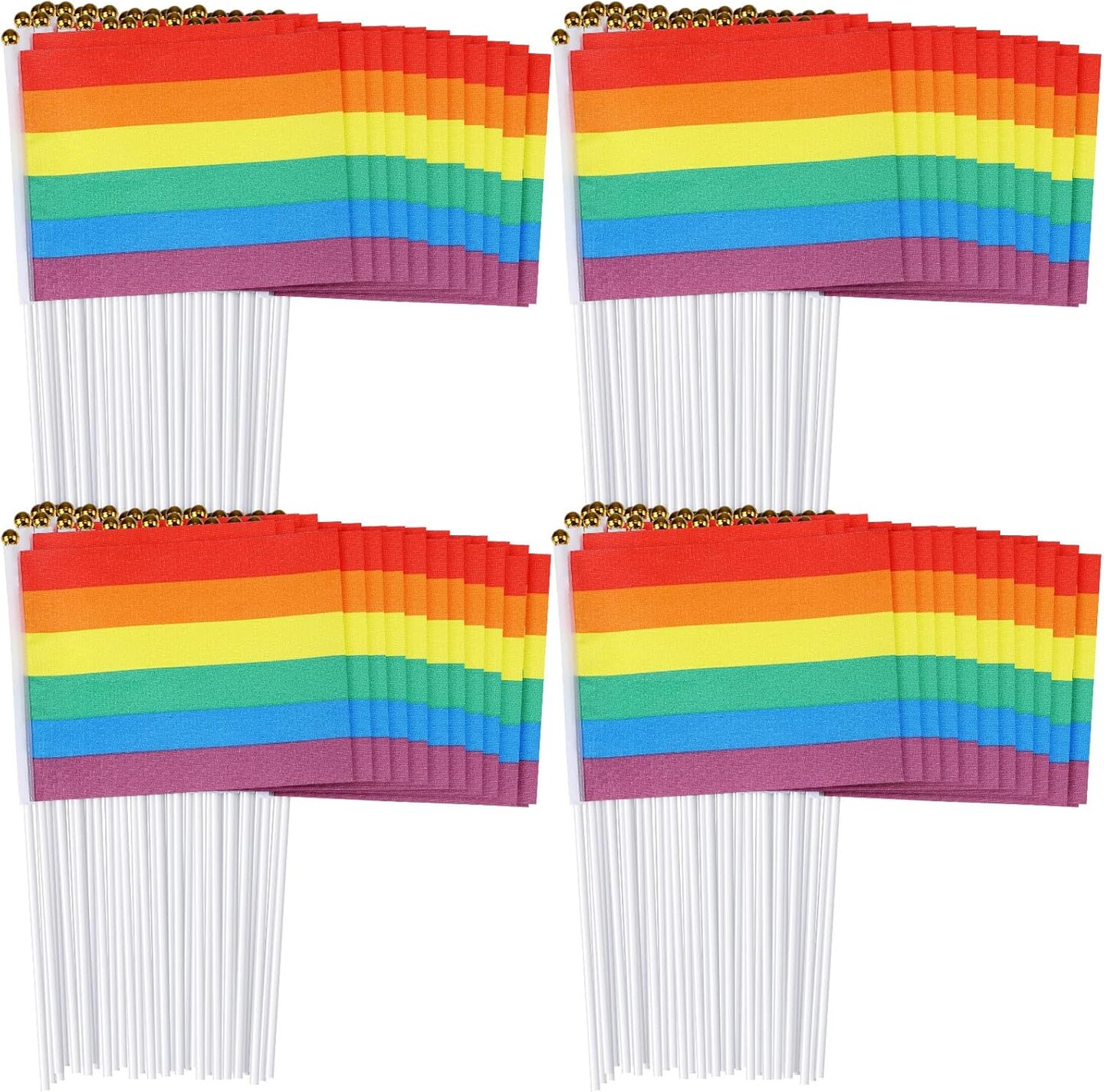 200 Pcs Gay Pride Flags Mini Rainbow Flag Lesbian Flag LGBT Flag USA American Rainbow Flag Small Hand Held Rainbow Stick Flags for Gay Flags Parade Festival Party Decorations(Stylish Style)
